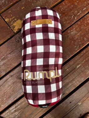 Rumpl Original Puffy Blanket - Burgundy & White Buffalo Check
